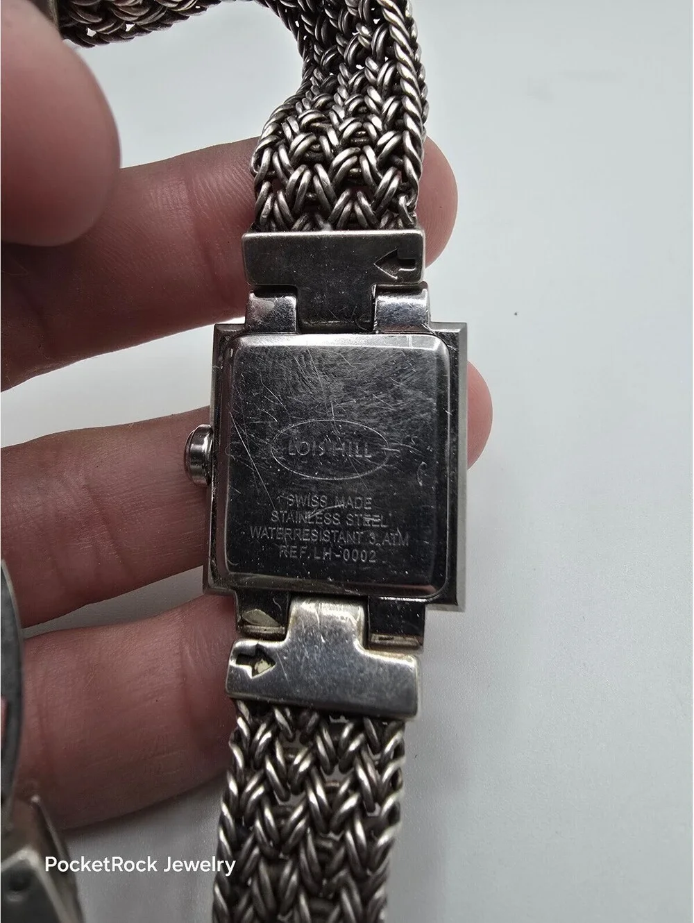Lois Hill Women’s Swiss Made Quartz Rectangle Silver Dial 925 SILVER Bracelet